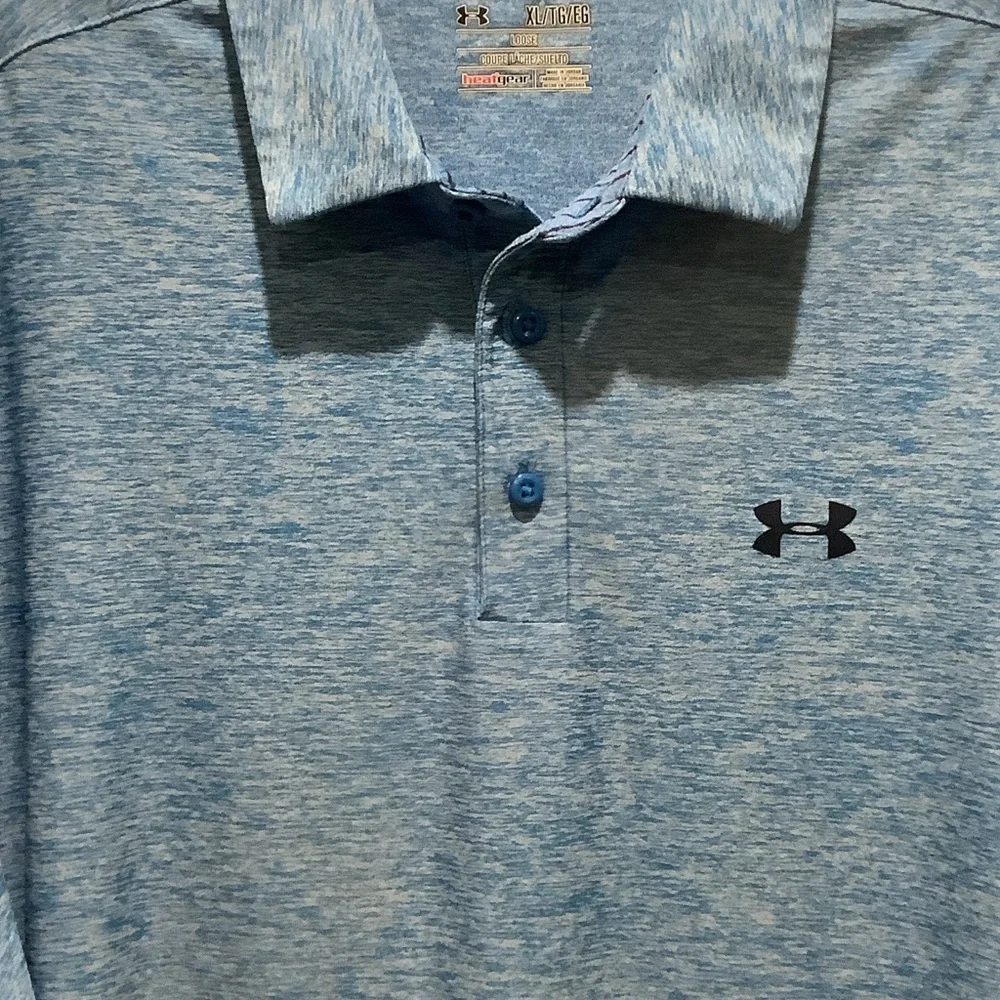 Under‎ Armour Men's Heathered Blue Polo, loose, Heatgear, XL
